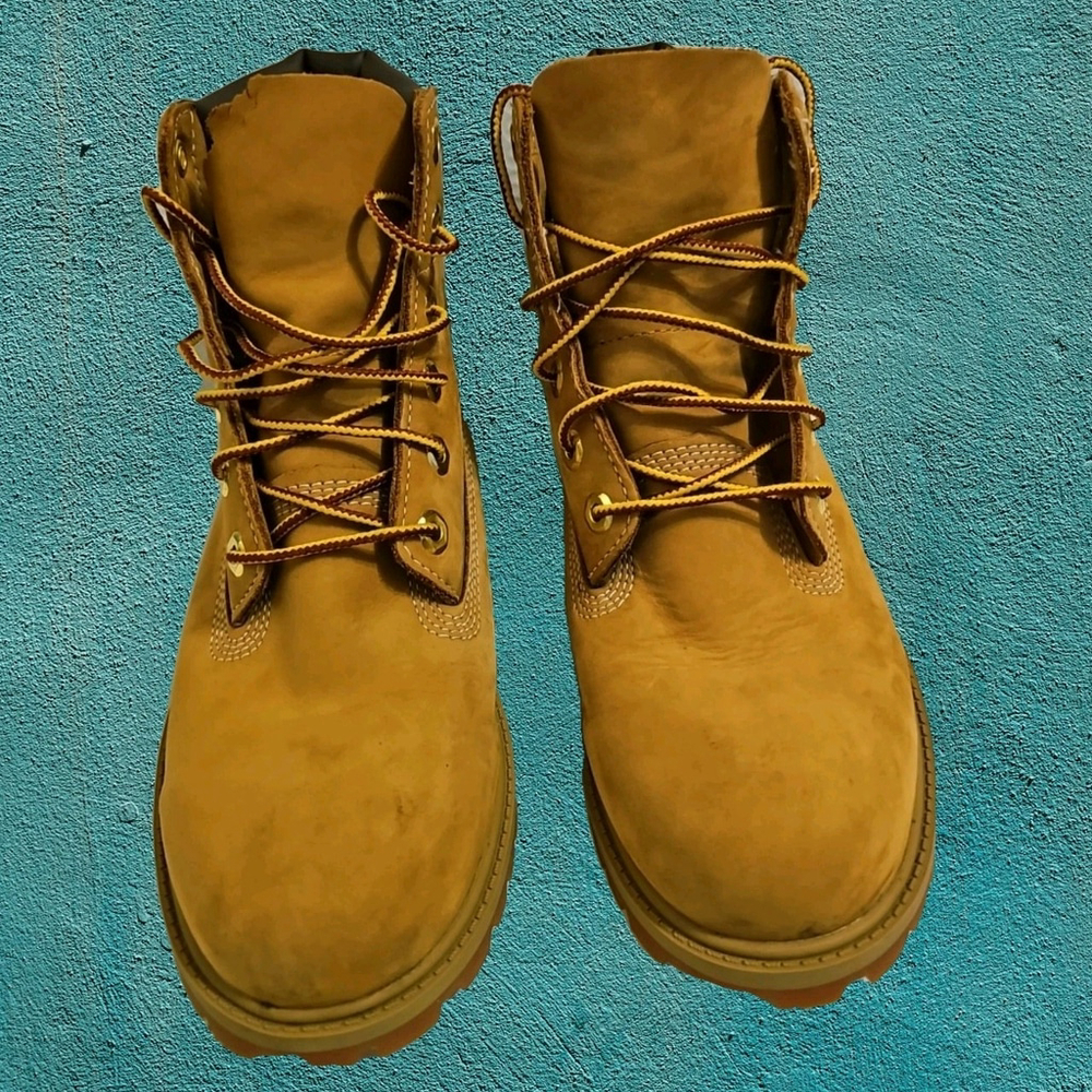 Timberland Tan Wheat Waterproof Boots 12909 Boys Size 5.5 6” Pro Excellent Cond.